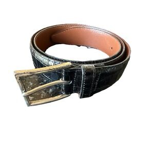Allen Edmonds VTG Black Calfskin Leather Embossed Belt Size 36 Y2K USA #91761